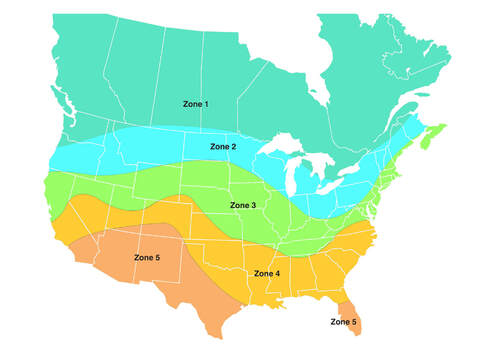 US SOLAR ZONE MAP - WINTER